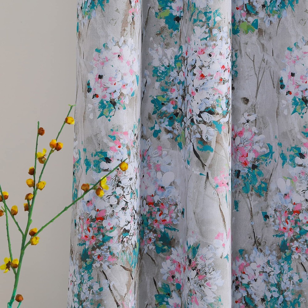Floral Blackout Curtains 95 Inch Long 2 Panels for Bedroom Living Room