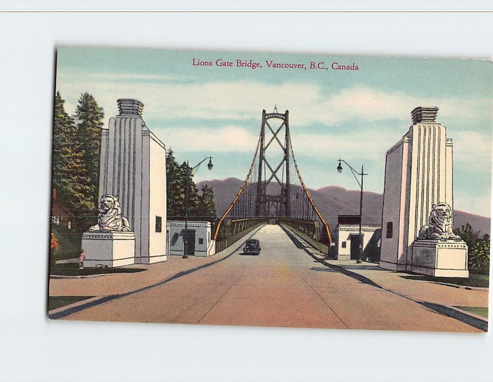 Postcard Lion's Gate Bridge Vancouver BC Canada