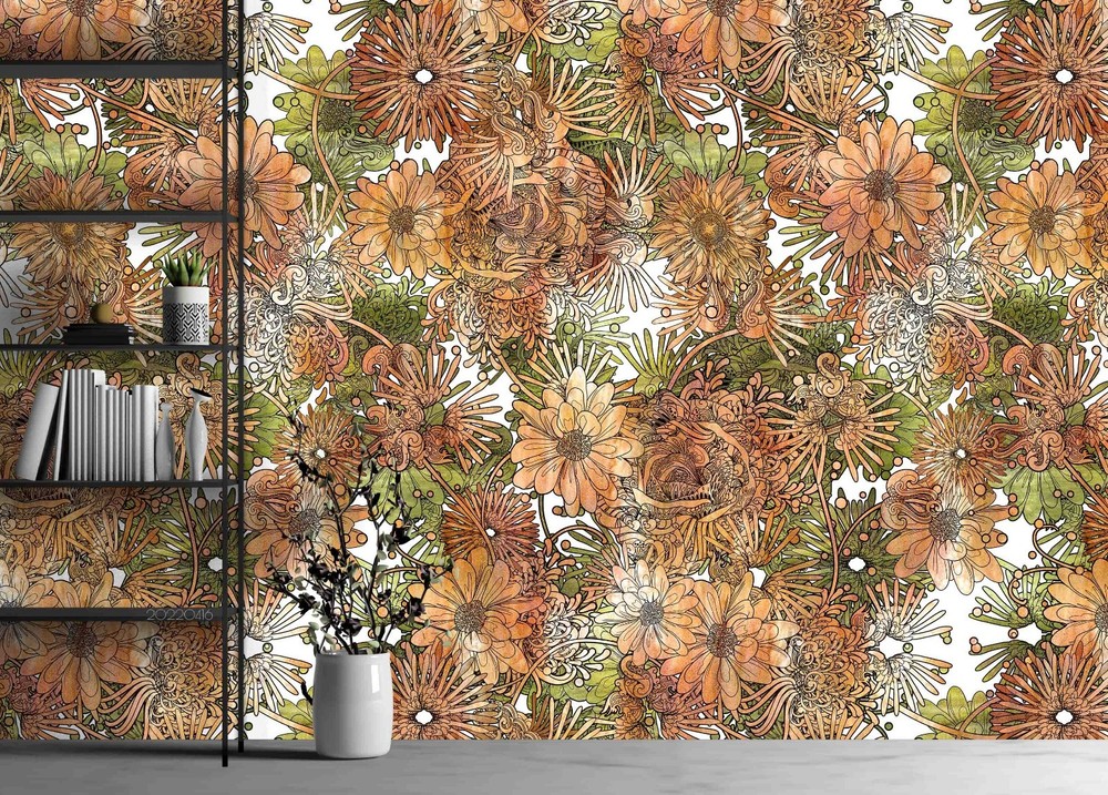3D Flower Flora Watercolor Pattern Wall Murals Wallpaper Murals Wall Sticker 3
