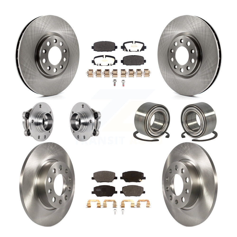 Hub Bearing Disc Brake Rotor & Pads Kit Front Rear for Jeep Compass AWD 10Pc