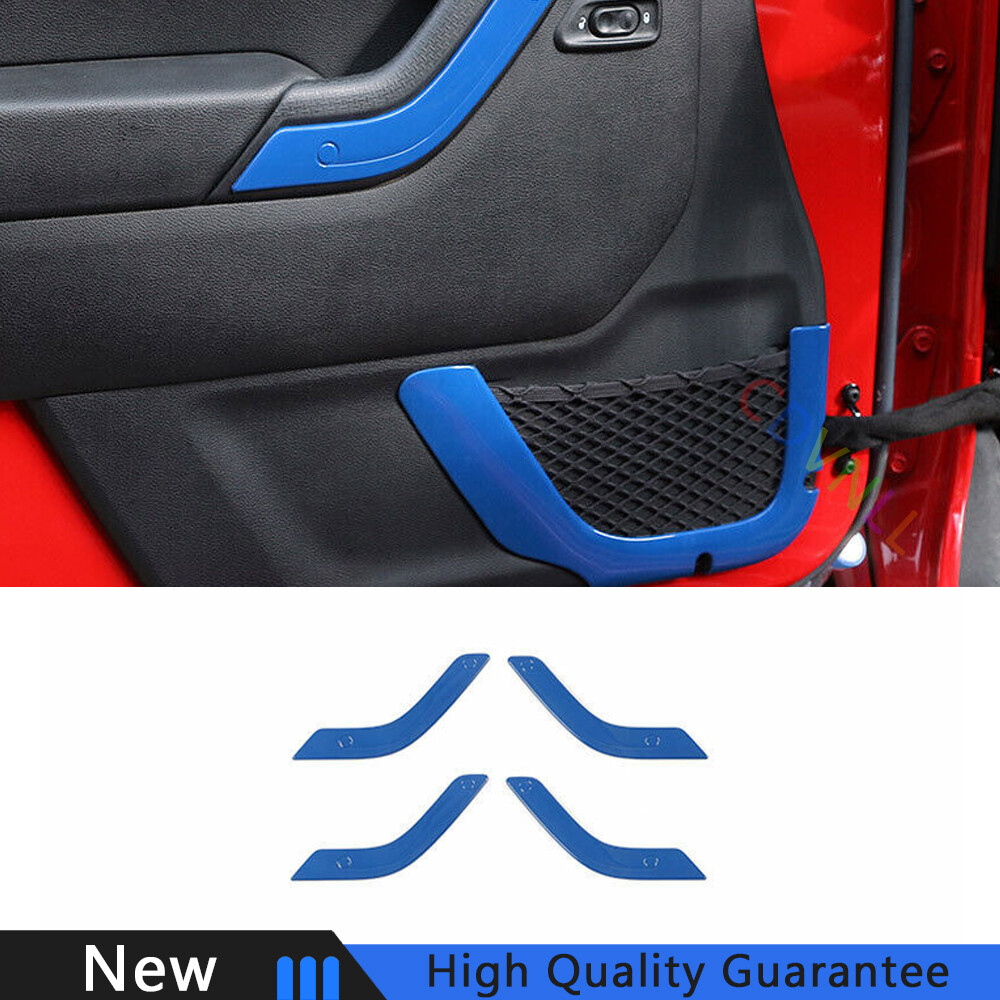 For Jeep Wrangler JK 2011-2017 Bright Blue Car Inner Door Mesh Bag Frame Trim 4X