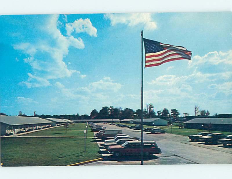 Unused Pre-1980 PATRIOTIC USA FLAG AT SENIOR TOWN APARTMENTS Fort Wayne IN c2915