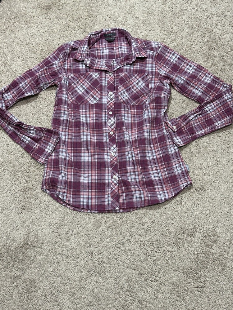 Eddie Bauer Womens XS Plaid Classic Fit Button Down Shirt with Pocket