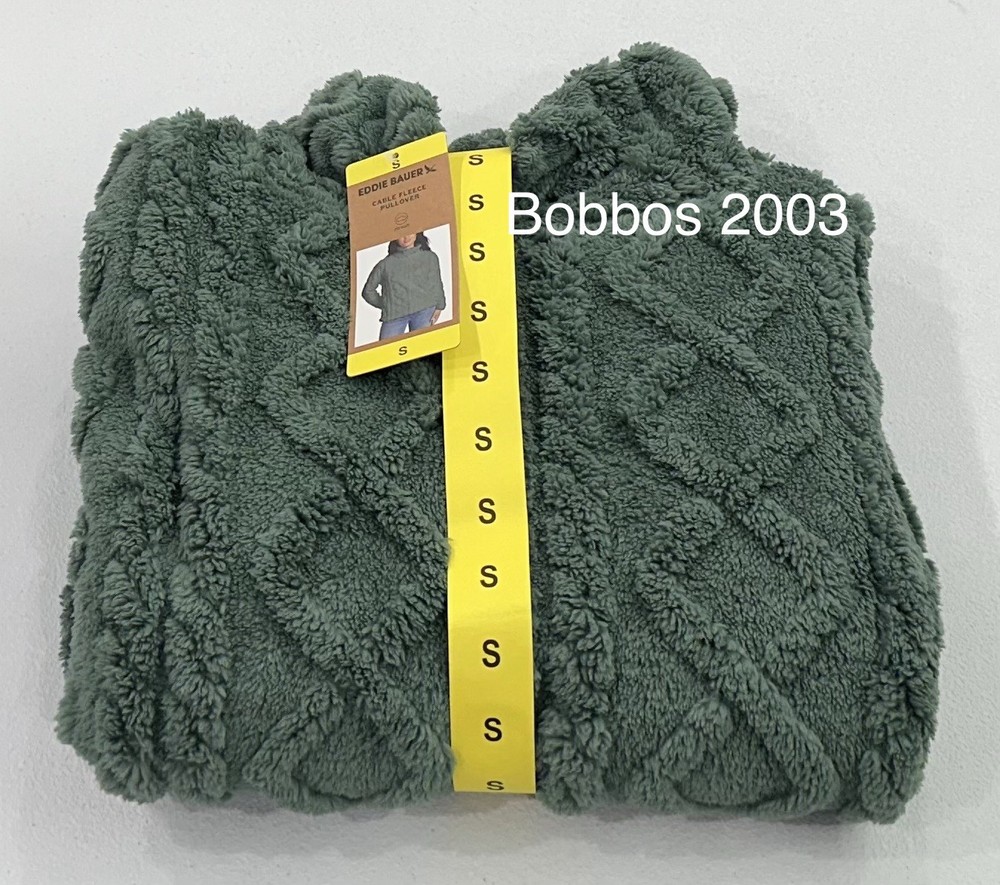 Eddie Bauer Women's Ultrasoft Cable Fleece Pullover, Green, Size S