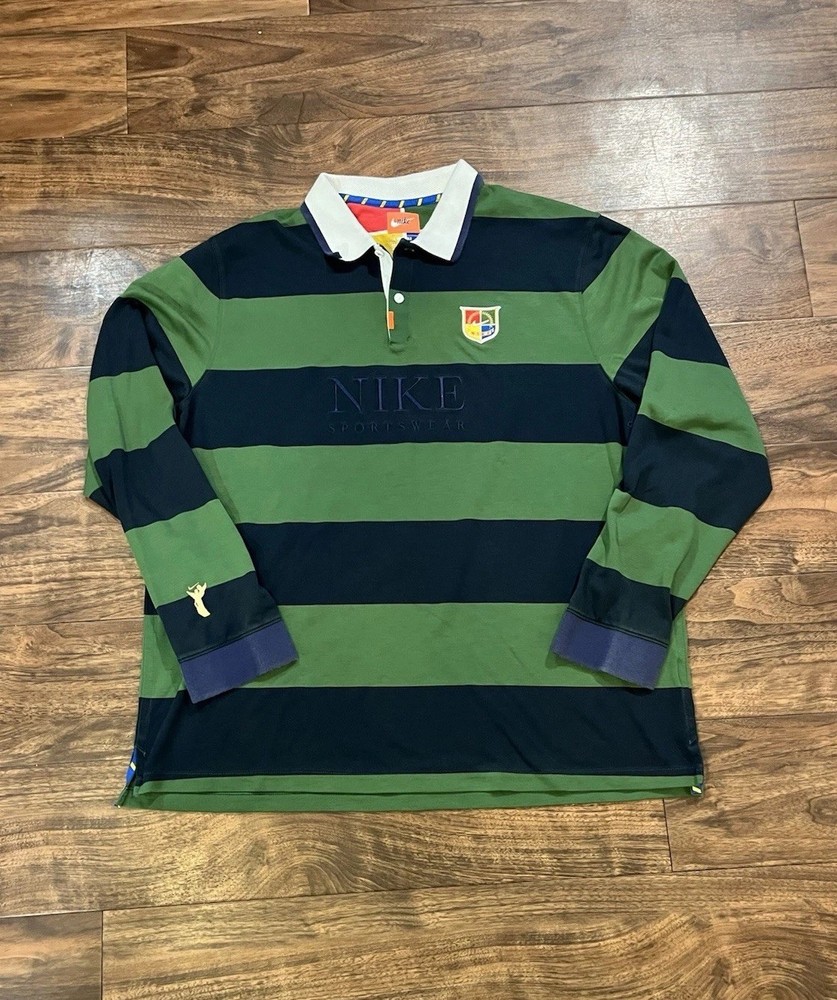Nike Sportswear Striped Long Sleeve Polo Size XL