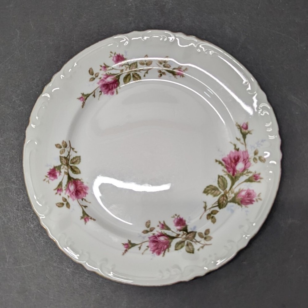 Royal Rose Fine China of Japan Dinner Plate with Gold Trim - some wear read desc