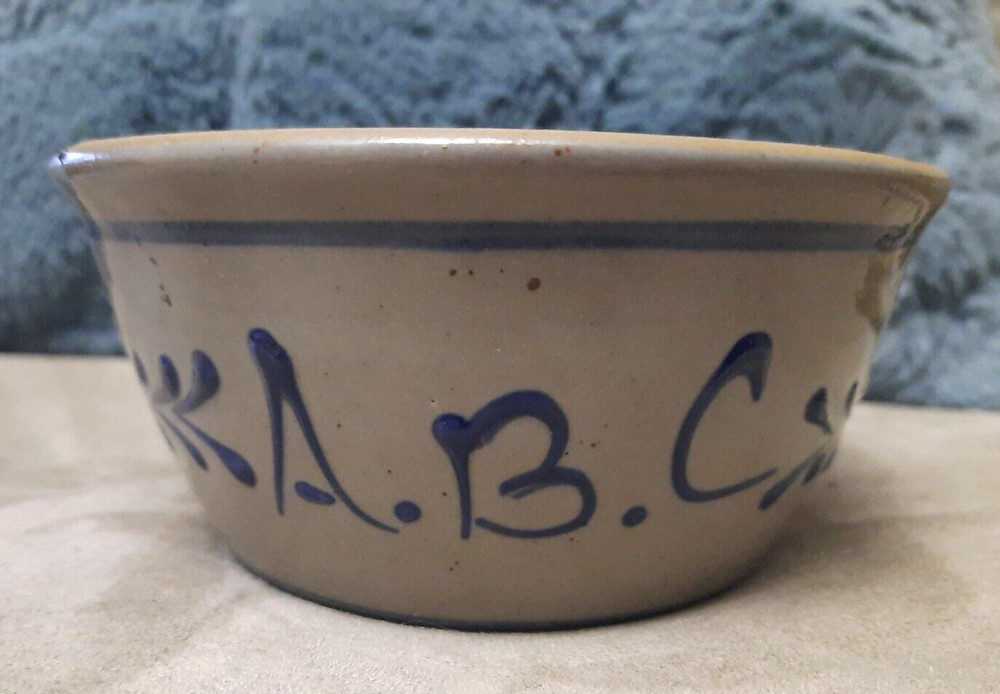 Vintage BBP Beaumont Brothers Pottery Salt Glazed ABC Child's Bowl Trinket Dish
