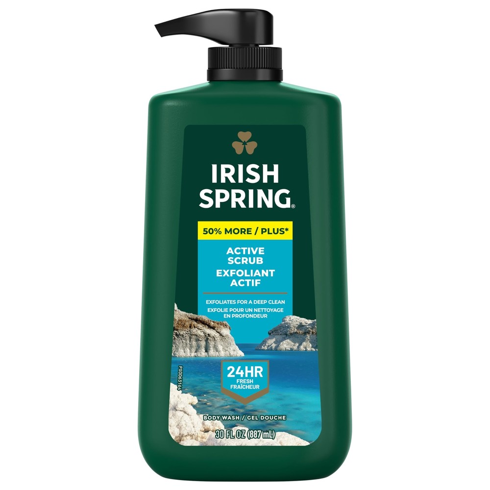 Active Scrub Exfoliating Body Wash for Men 24-Hour Fresh Face and Body Wash M...