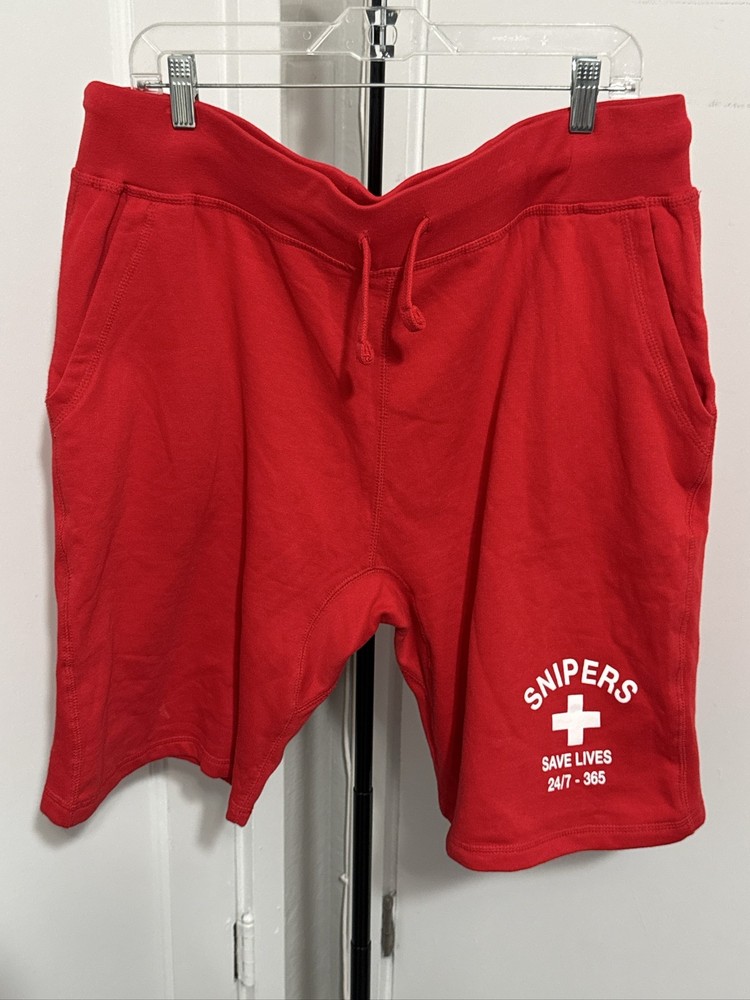 Sniper Gang Red Shorts Athletic Sweatshorts Mens
