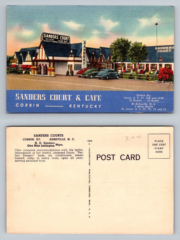 Corbin, KY-Kentucky, Sanders Court Cafe U.S. 25E 25W Motel Vintage Postcard