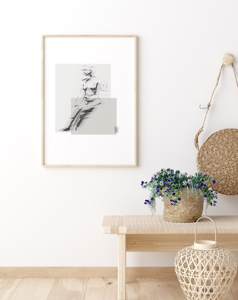 Vintage Neutral Sketch of Woman Poster Premium Quality Choose your Size