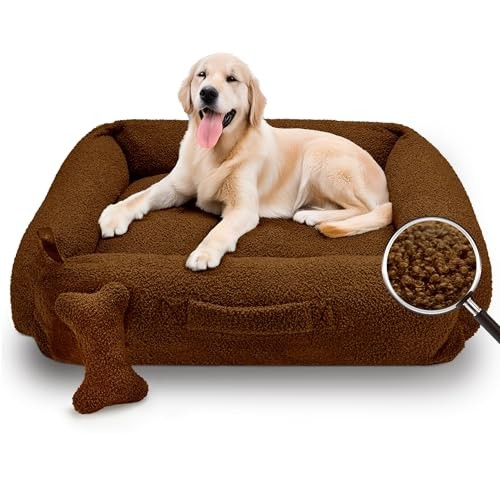 Indestructible Chew Proof Dog Bed 42 Inch for Up to 60 lbs Anti Anxiety Donut Cuddler