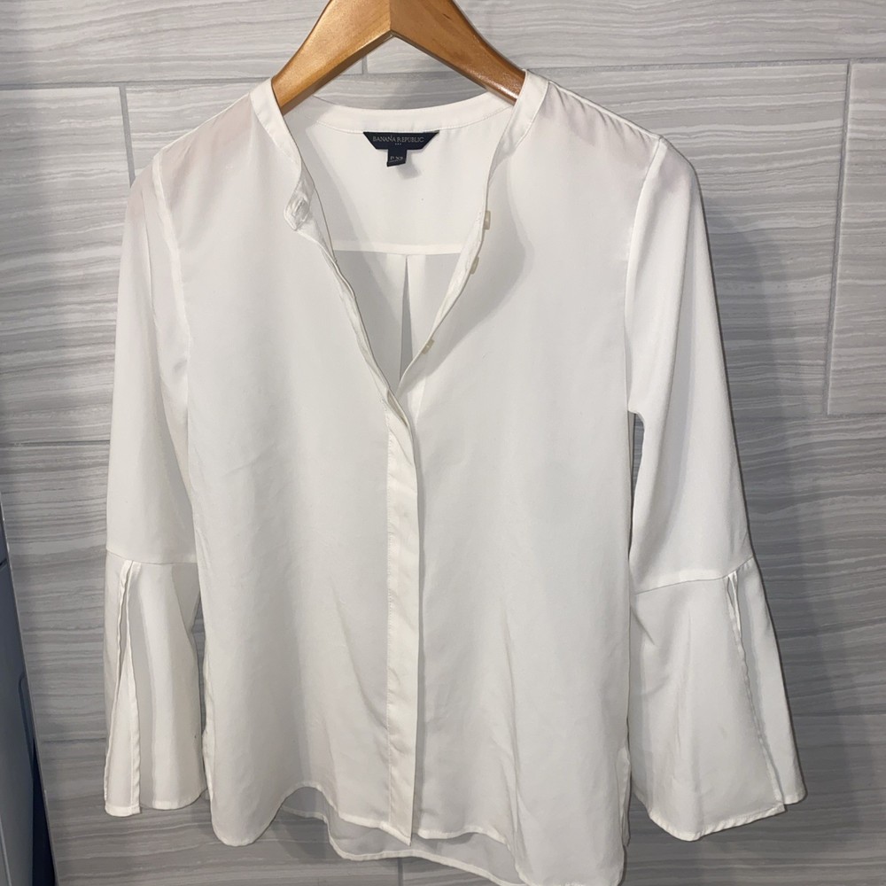 Banana Republic Women's 3/4 Sleeve Dressy Top Size P XS Eggshell White