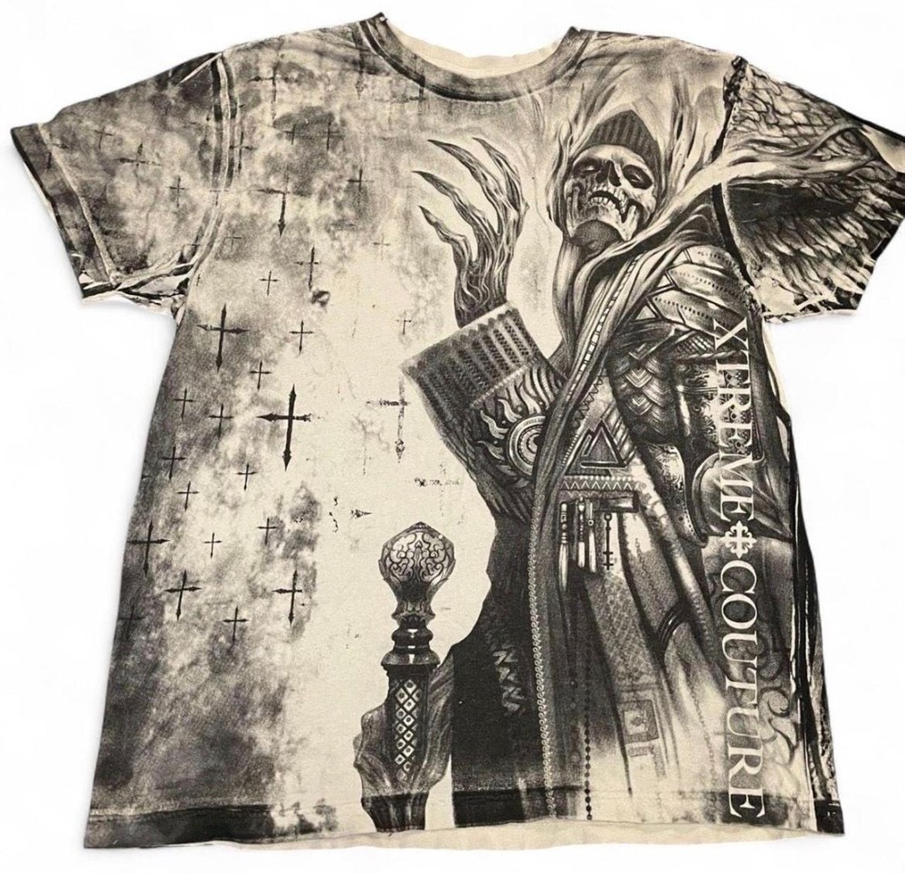 Xtreme Couture Men’s Apothecary Skulls All-Over Print T-Shirt