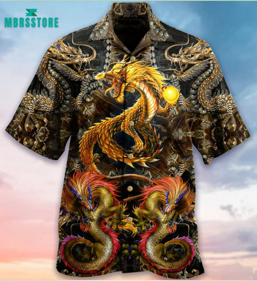 Golden Dragon 3D HAWAII SHIRT All Over Print Best Price Father Day Gift Us Size