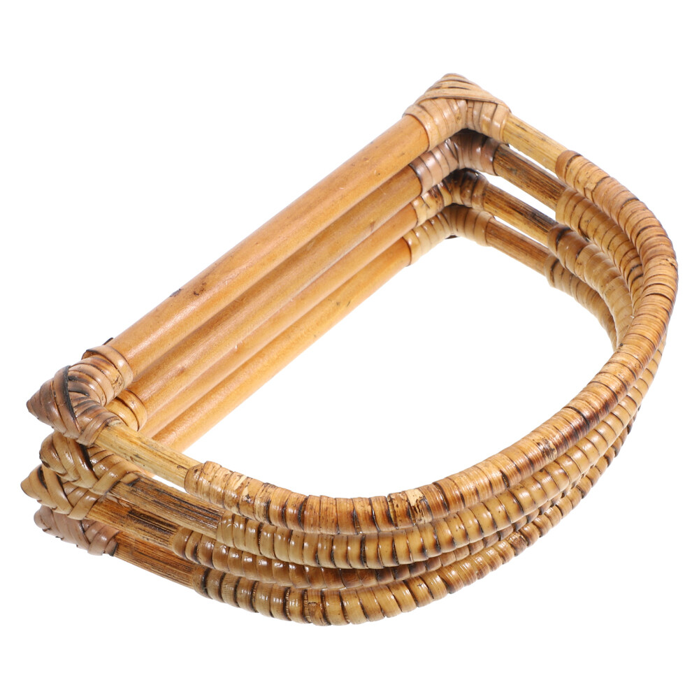 4 Pcs Wooden Purse Handles for Bag Making Stuffers Rattan DIY Handbag Supplies