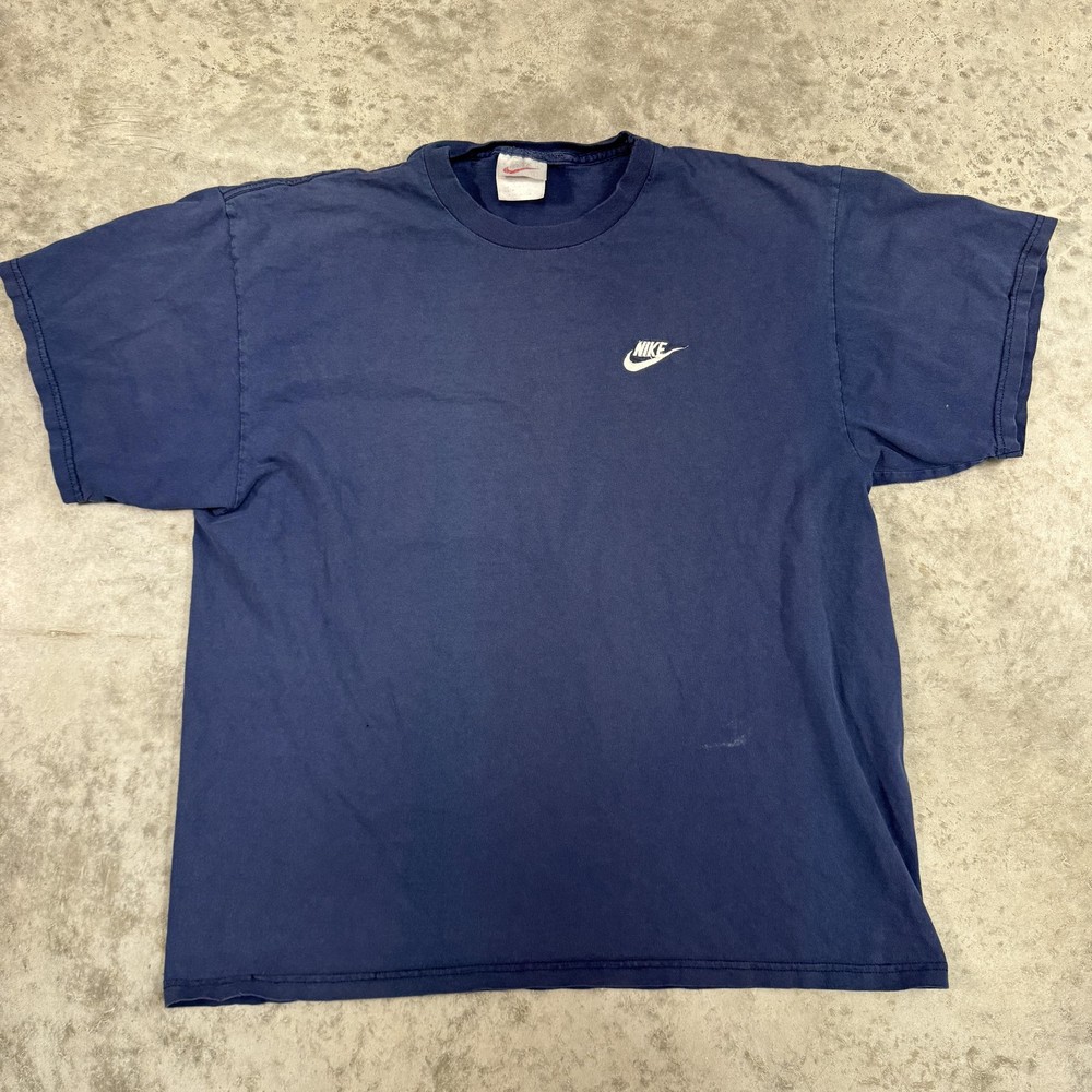 Vintage Nike Shirt Mens Large Blue Swoosh Embroidered Logo Cotton 90s Skate Tee