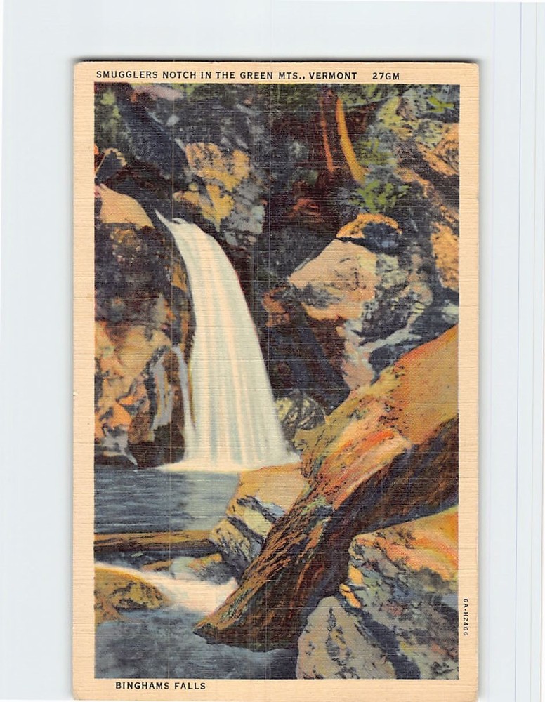 Postcard Binghams Falls Smugglers Notch in the Green mountains Vermont USA
