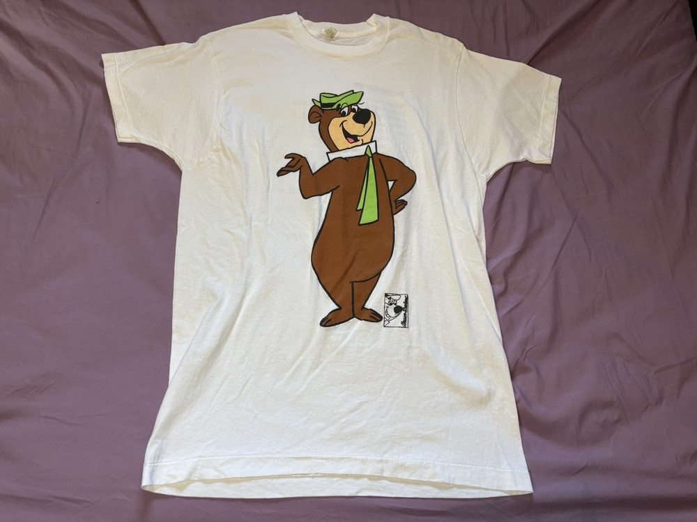 Vintage Yogi Bear Shirt Men XL White 90s Hanna Barbera Screen Stars Double Sided