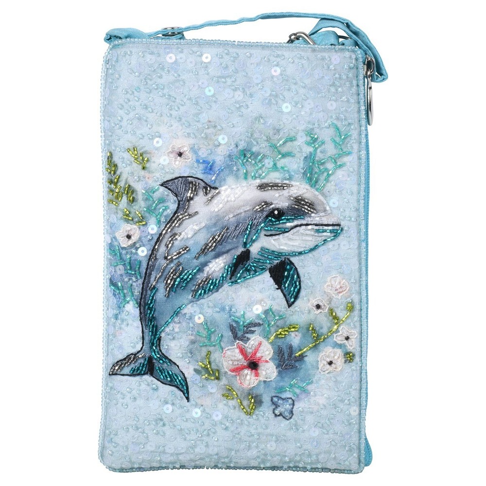 BAMBOO TRADING HAND BEADED DOLPHIN OCEAN CLUB BAG CELLPHONE CROSSBODY WRISTLET