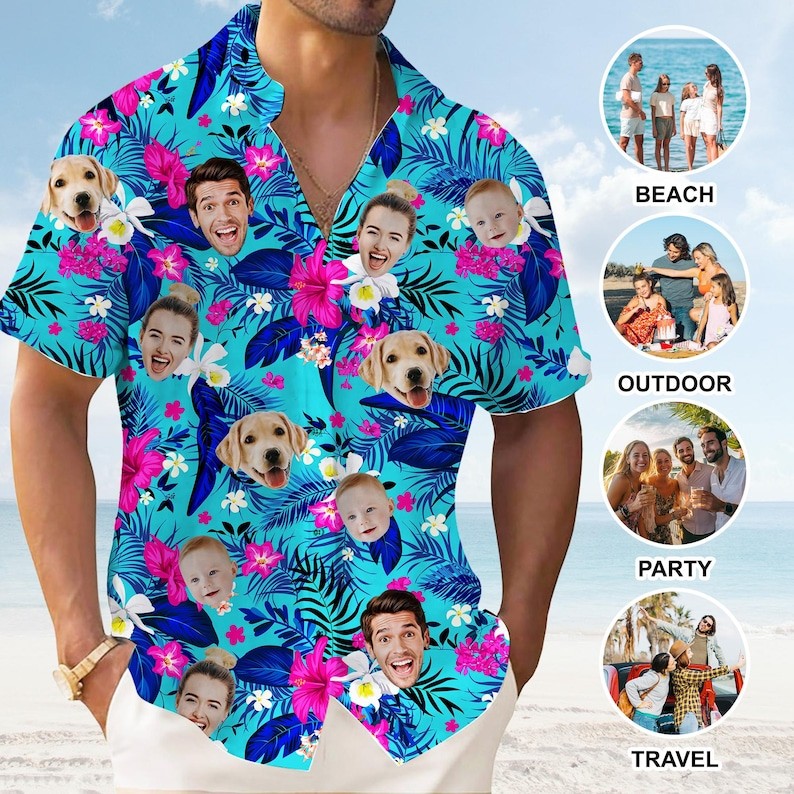 Custom Face Photo Hawaiian Shirt Funny Personalized Aloha Beach Gift