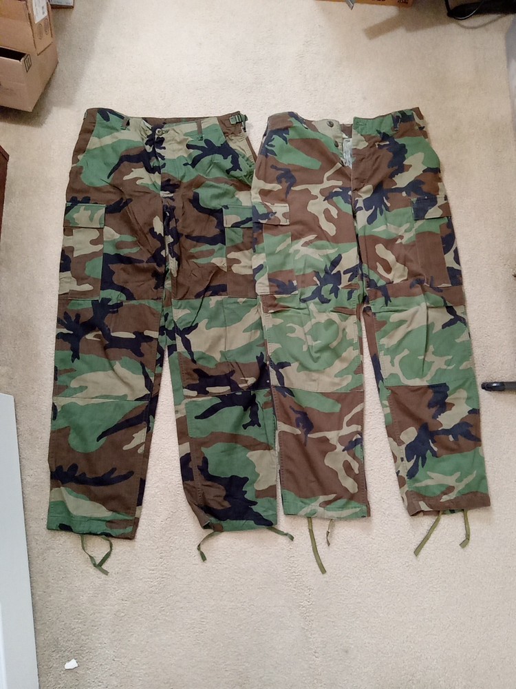 2 US Army Miltary Combat Pants Trousers Men's Medium Woodland Camouflage READ