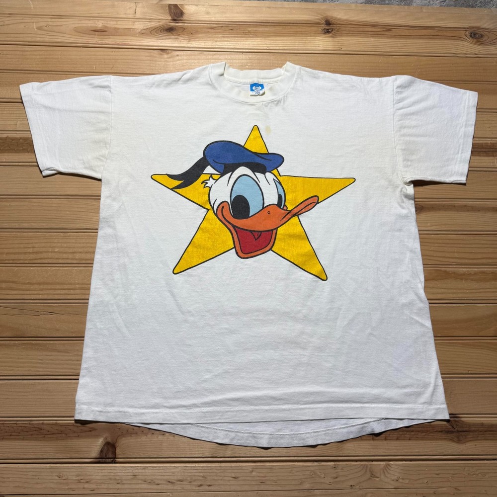 Vintage 90s Disney Donald Duck Star Cartoon Streetwear Souvenir Shirt USA - XL