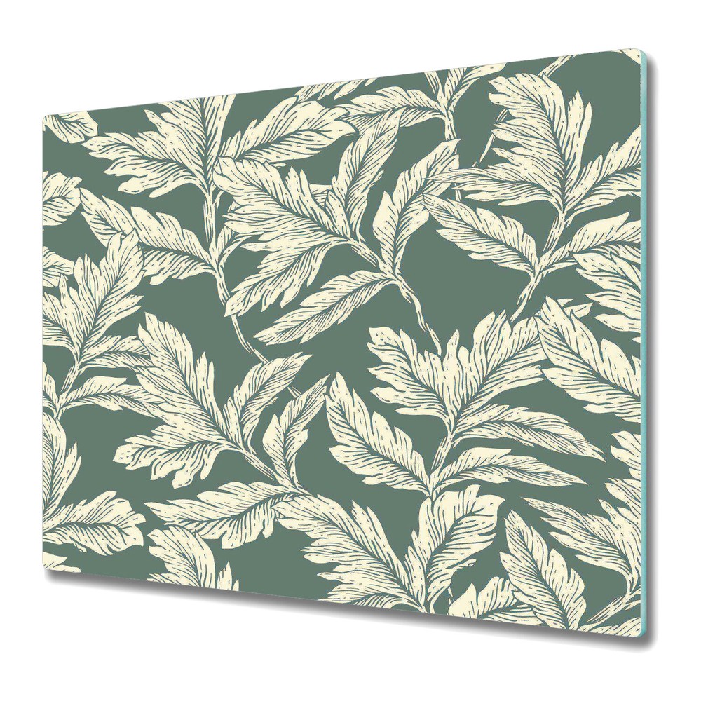 Glass Worktop Saver Elegant Leaves classy floral vintage style blossom 60x52