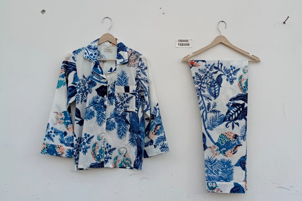 NEW 100% Organic Cotton Long PJ SET Long Sleeve Women Pajama Set  Size S/M/L/XL