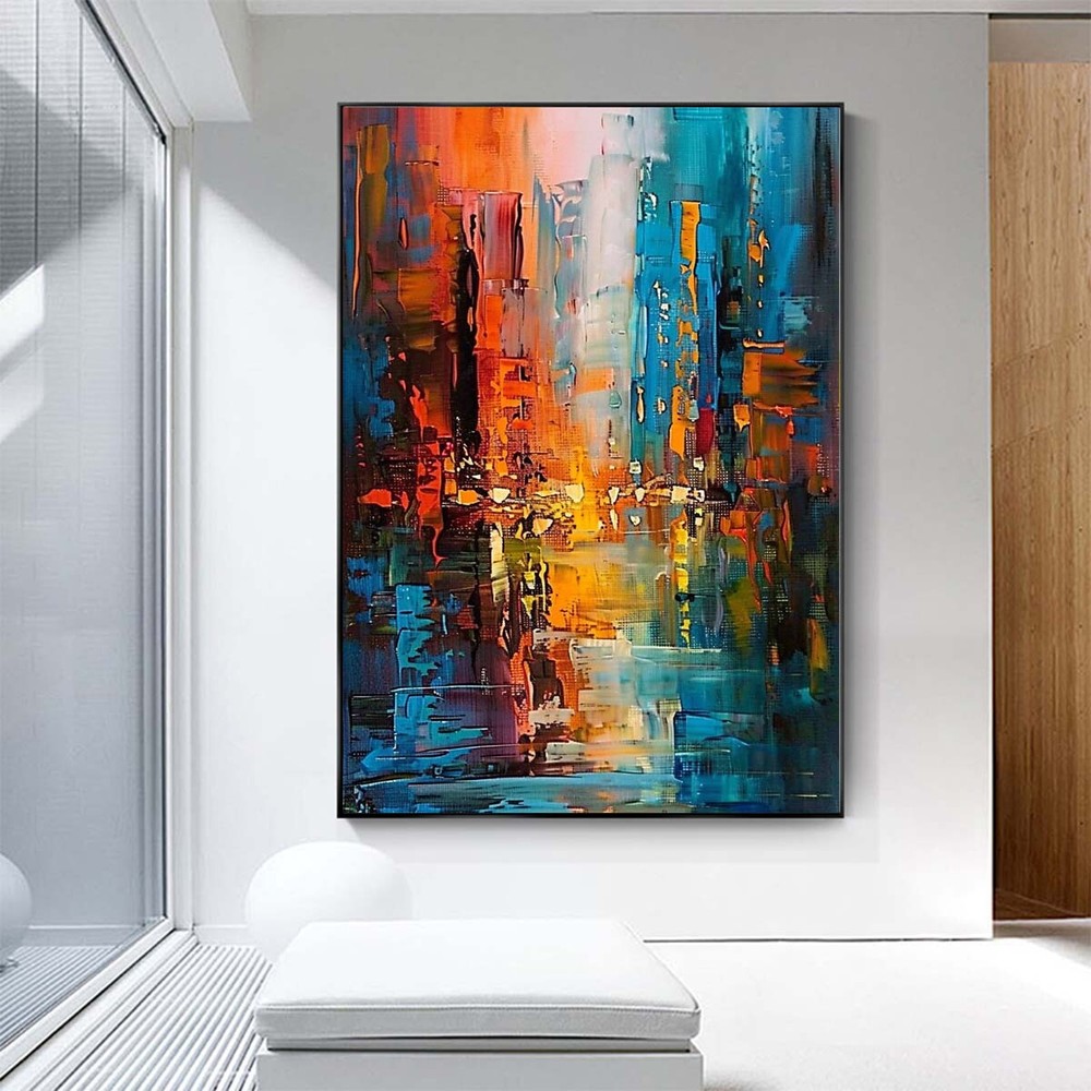 original Handpainted Knife Oil Painting On Canvas city Home Decoration wall art
