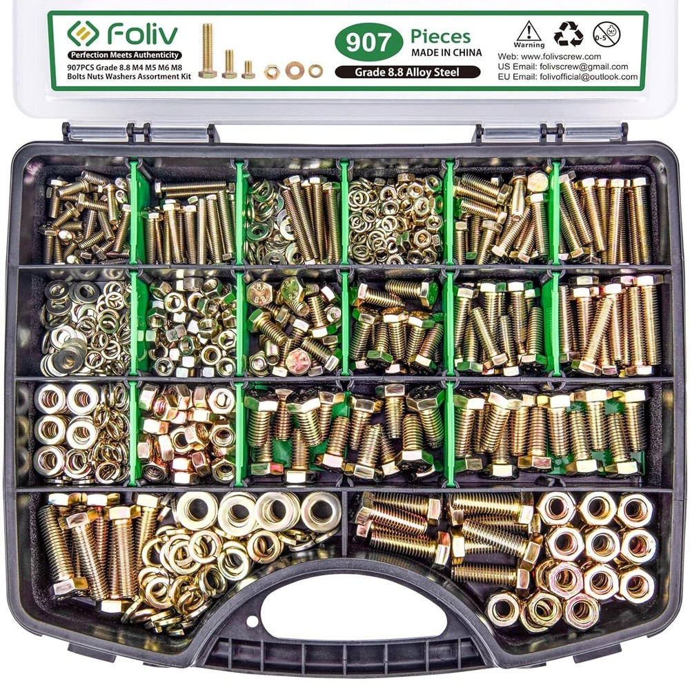 907pcs Heavy-Duty Bolt Set - M4 M5 M6 M8 with Eco-Friendly Initiative