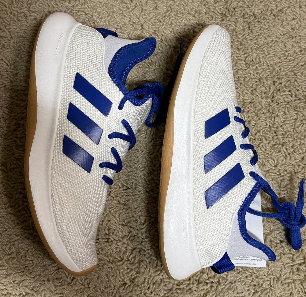 Size 5.5 - Adidas Cloudfoam Pure White Royal Blue Gum W