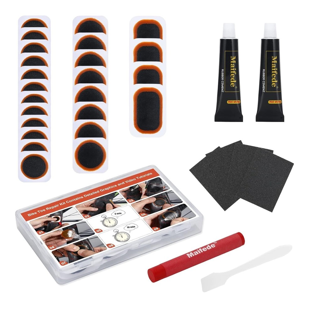 Bicycle Tire Repair Kit with Portable Storage Box for Quick Bike Inner Tube Patching
