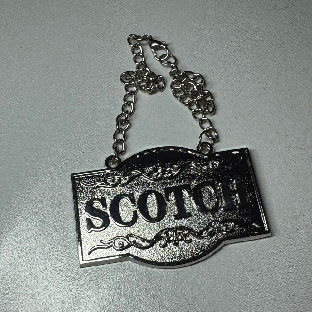 Scotch Liquor Bottle Tag Decanter Pendant Necklace Barware Accessory Novelty