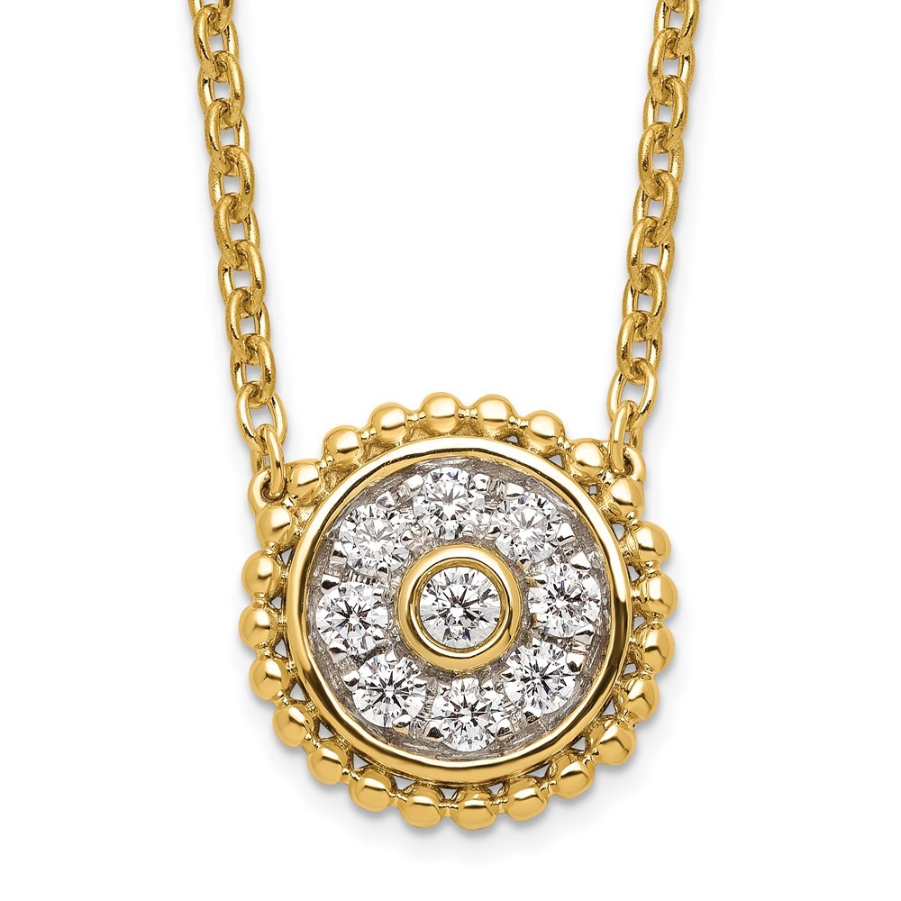 14k Yellow Gold 1/3 Ct Lab Grown Diamond Round Pendant Necklace 18