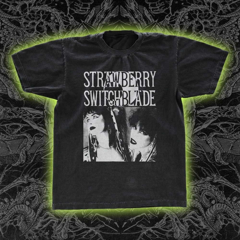 Strawberry Switchblade rock tour concert short sleeve black t shirt Reprint