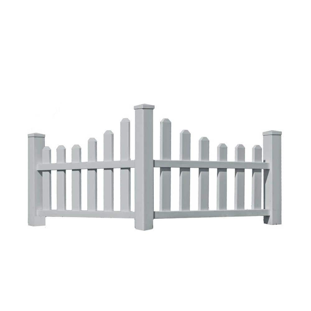 49-Inch White Country Corner Vinyl Picket Fence Panel VA20234