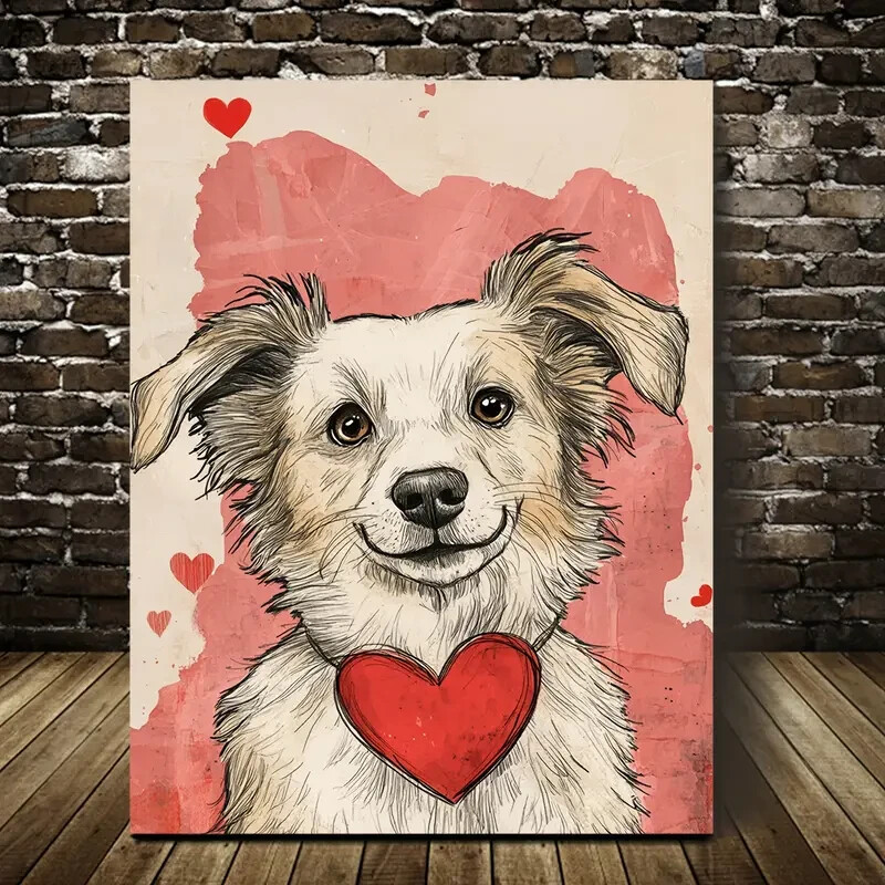 valentine's day doodle Wall Art  Canvas Unframed/Framed