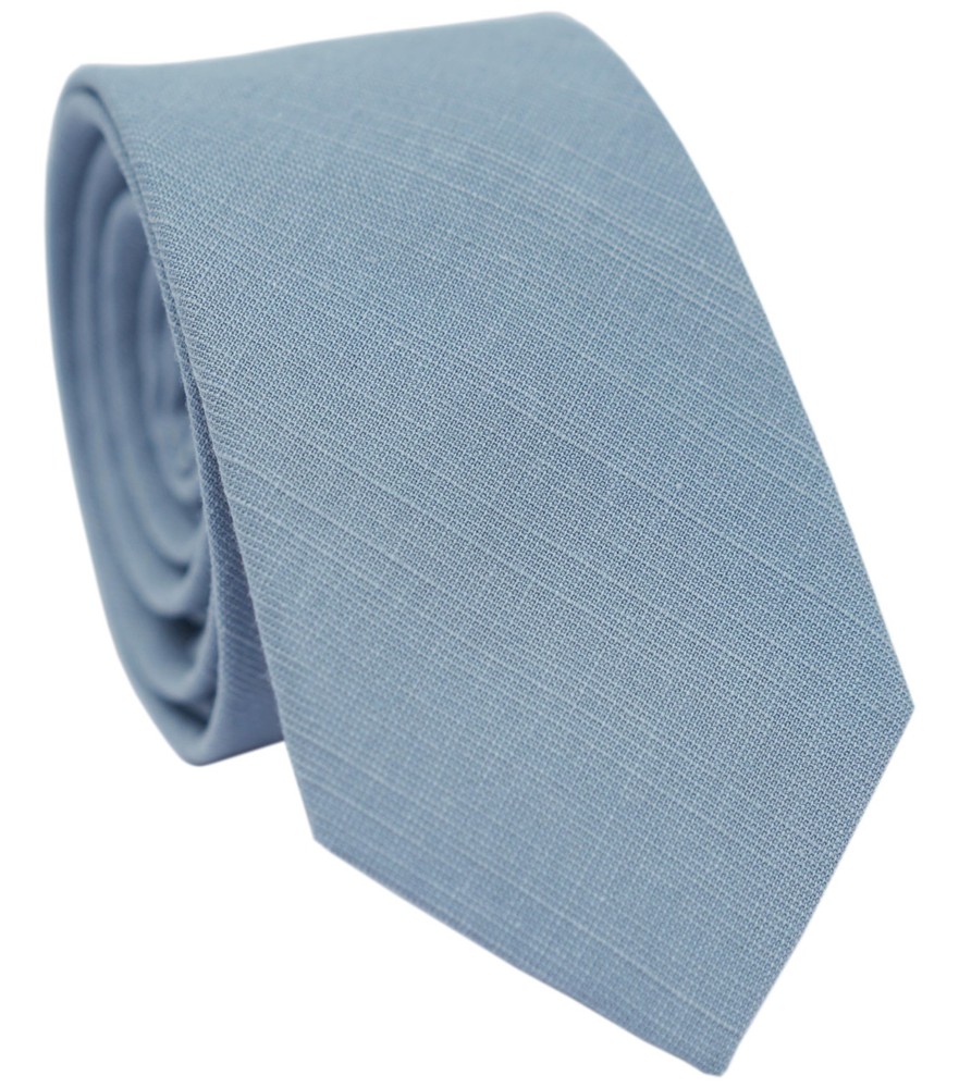 BELLUNO Men's Skinny Ties, Cotton Linen Blend 2.5 inch Slim Neckties, Dusty B...