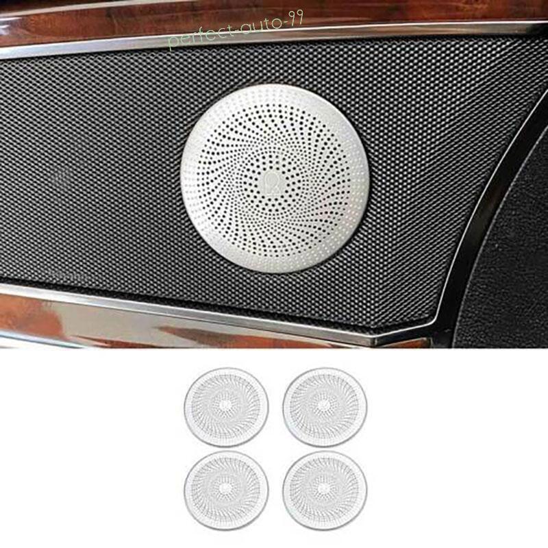 For Lincoln Aviator 2020-2023 Silver Steel Inner Door Speaker Horn Ring Cover 4x