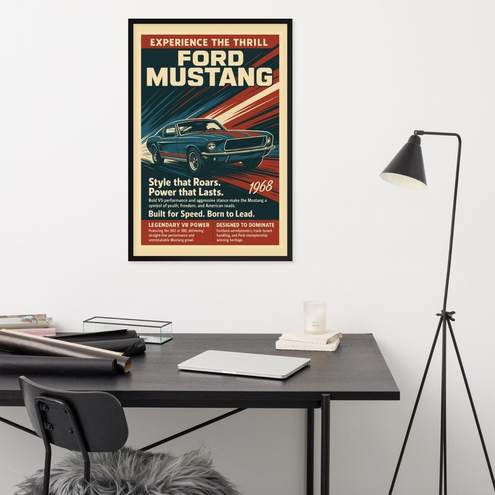 1968 Ford Mustang Poster – Classic Muscle Car Wall Art ,Poster Decor