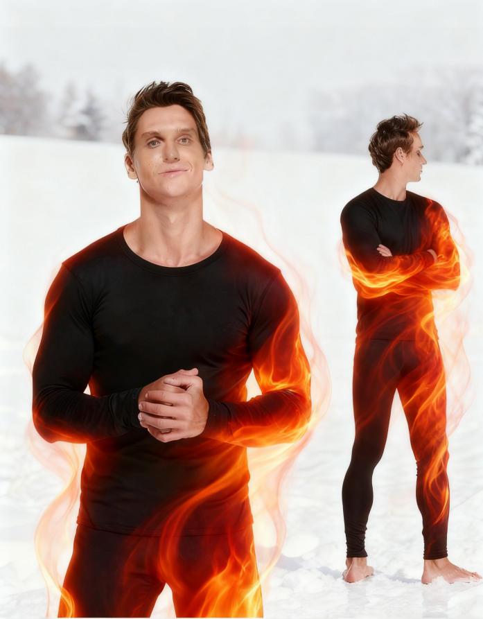 Men's Fleece Lined Long Johns - Cold Weather Thermal Underwear Base Layer Set