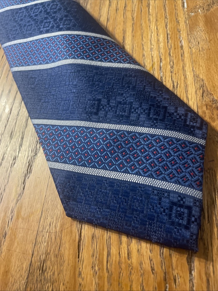 Vintage EUC 60s 70s Villa Di Oro Woven Polyester Wide Tie Mod Made In Italy