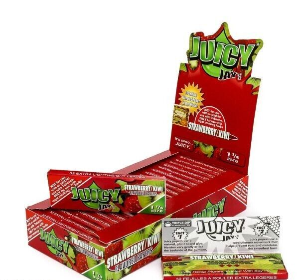 Juicy Jay’s Flavored Rolling Papers – Strawberry Kiwi– 1 1/4 -24pks per display