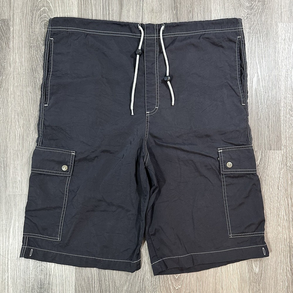 Kikwear Cargo Shorts Nylon Mens Medium 90s Y2K Vintage Baggy Rave Skate Wide Leg