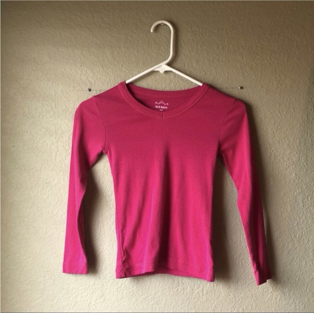Old Navy Shirt Girls Y2K Dark Pink Long Sleeve Shirt Casual Top Girls Small 6-7