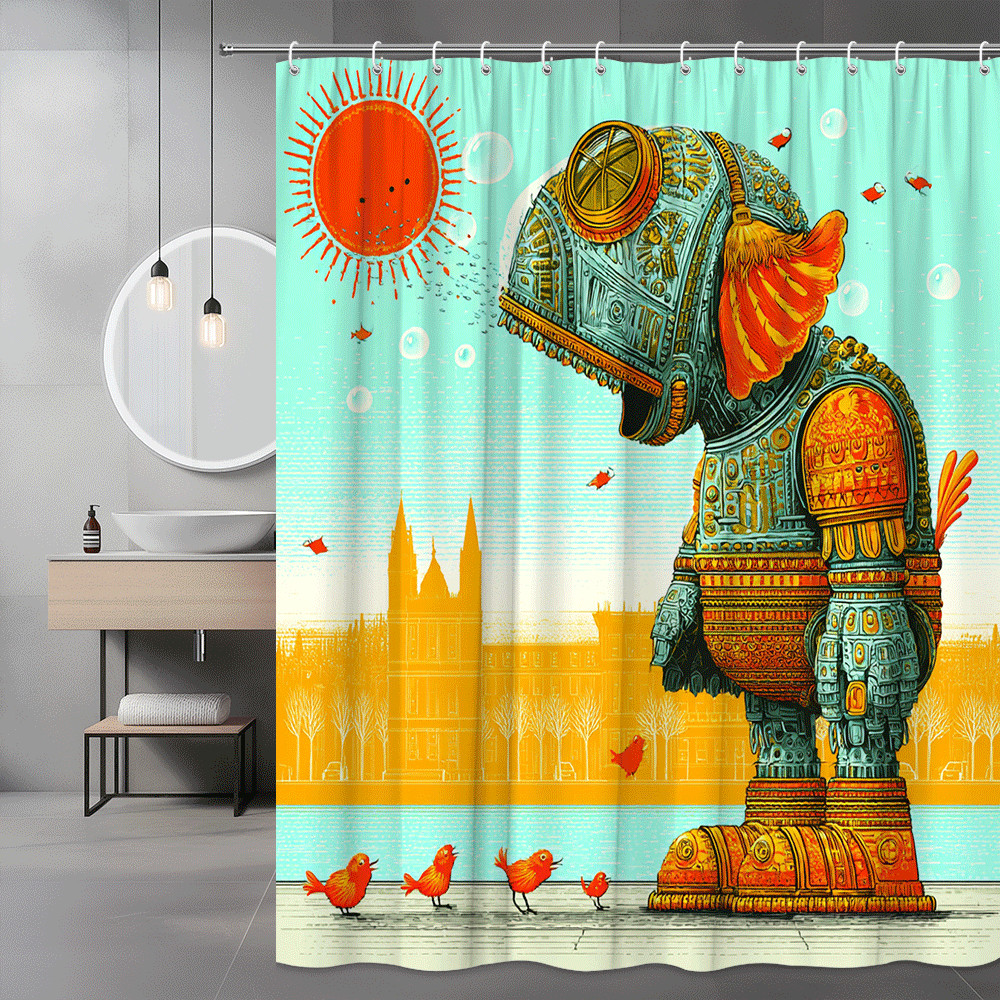 Elephant Shower Curtain Abstract Graphic Art Print-image