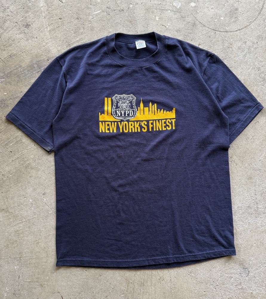 Vintage 80s NYPD New York’s Finest Twin Towers T-Shirt Men’s XL