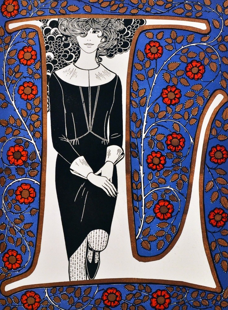 Decoration poster.Interior design Art.Retro fashion.Flower Letter L.6320