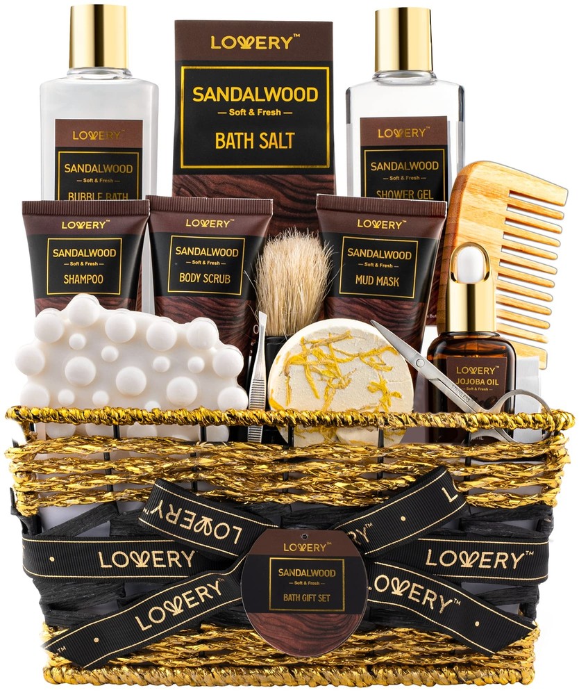 Mens Gift Set, 14Pc Sandalwood Bath Gift Set, Personal Self Care Kit, Gifts f...